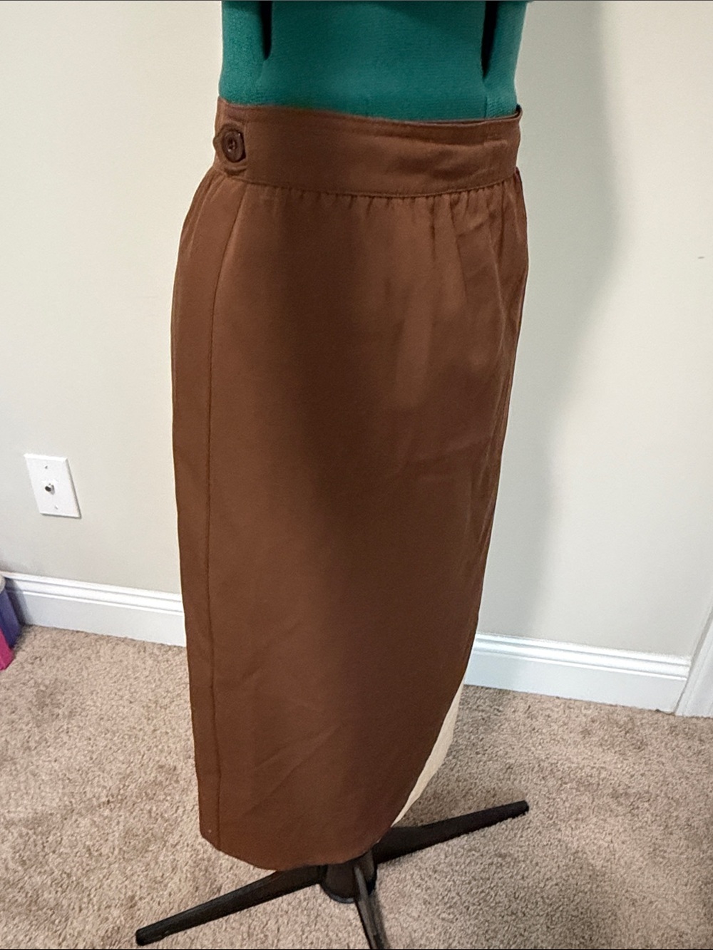 Vintage Escada color block Brown and Cream Wrap-Style Women's Skirt - Picture 3 of 6